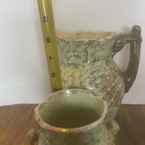 Antique Vintage Roseville Pottery Cornelian 3 Pieces Large Pitcher-Cup-Vase - Picture 11 of 12
